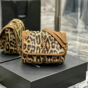 Saint Laurent Leopard Monogram Small Niki Chain Satchel Mirror (1:1) – Luxury Animal Print Shoulder Bag