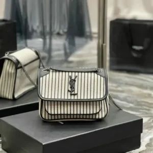 Saint Laurent Striped Vintage Monogram Niki Chain Satchel Mirror (1:1) – Luxury Designer Shoulder Bag