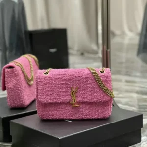 Saint Laurent Duffle + Sheepskin Patchwork Monogram Medium Jamie Mirror (1:1) – Pink Designer Shoulder Bag