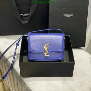 Saint Laurent Small Solferino Shoulder Bag Mirror (1:1) – Elegant Blue Cowhide Crossbody