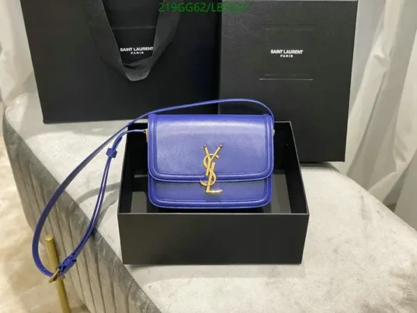 Saint Laurent Small Solferino Shoulder Bag Mirror (1:1) – Elegant Blue Cowhide Crossbody