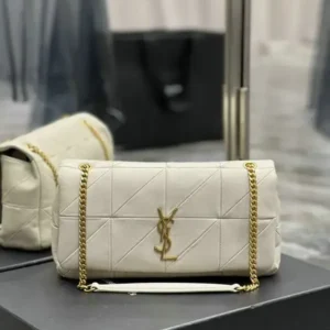 Saint Laurent Sheepskin Patchwork Monogram Jamie Mirror (1:1) – White YSL Luxury Shoulder Bag