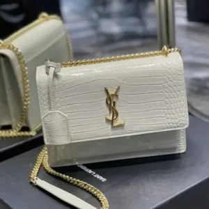 Saint Laurent Cowhide Crocodile Embossed Monogram Sunset Mirror (1:1) – Luxury YSL Shoulder Bag