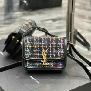 Saint Laurent Small Solferino Shoulder Bag Mirror (1:1) – Luxury Tweed & Cowhide Crossbody